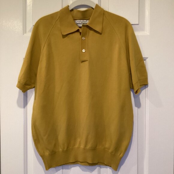 VTG 70's Arnold Palmer / Robert Bruce Knit Polo Sweater - Gold, Medium - Picture 2 of 6
